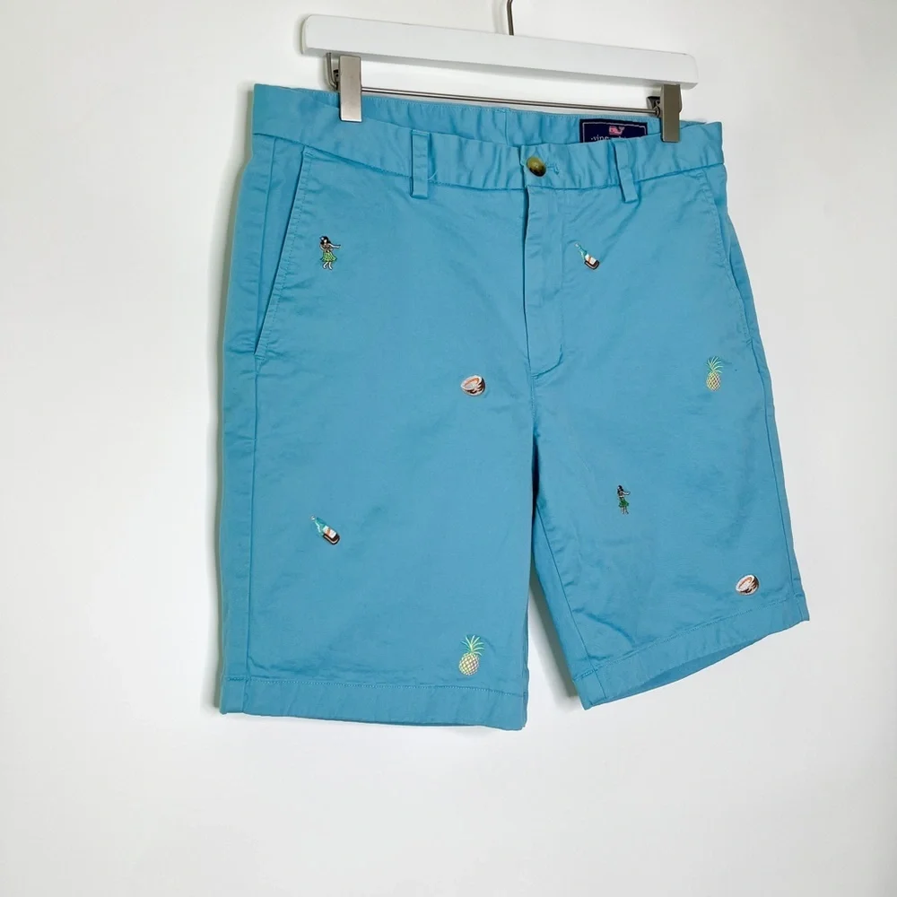 Vineyard Vines Shorts Blue Chino Stretch Breaker Shorts Hawaii Coconut - Picture 2 of 8